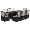 vidaXL Set da Pranzo da Giardino 9 pz con Cuscini Nero in Polyrattan