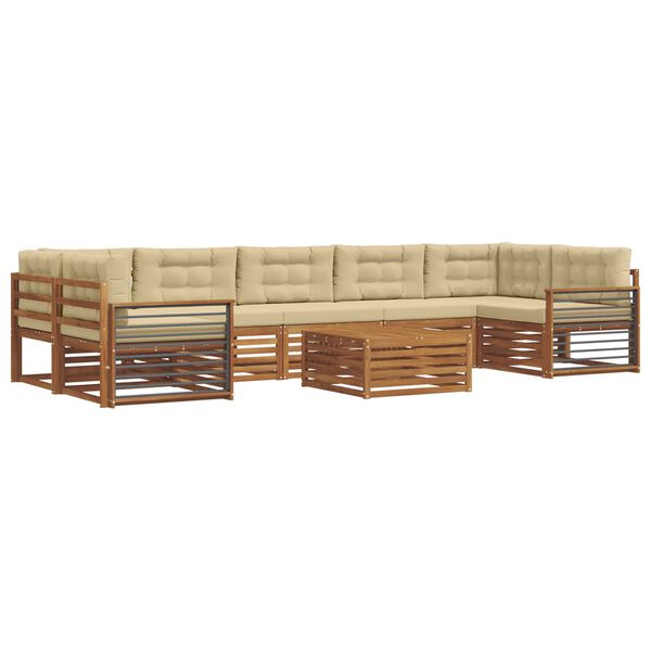 vidaXL Set di divani da esterno con cuscino 8 pcs Naturale e Beige