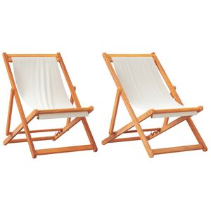 vidaXL Sedie pieghevoli, 2 pezzi, in tessuto bianco crema