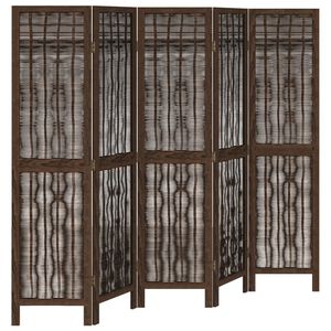 vidaXL Divisorio Ambienti 5 Pannelli Marrone Scuro Massello Paulownia