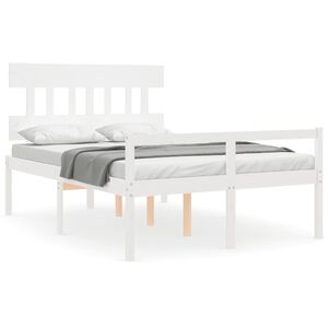 vidaXL Letto per Anziani con Testiera Bianco 120x200 cm Legno Massello