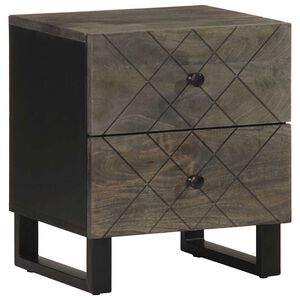 vidaXL Comodino Nero 40x33x46 cm in Legno Massello di Mango