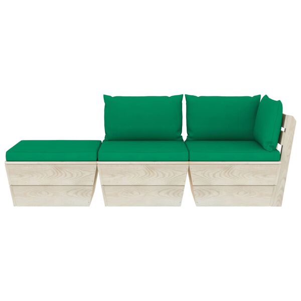 vidaXL Set Divani da Giardino su Pallet 3 pz con Cuscini Legno Abete