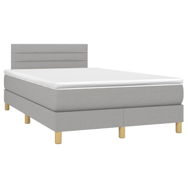 vidaXL Letto a Molle Materasso e LED Grigio Chiaro 120x190 cm Tessuto