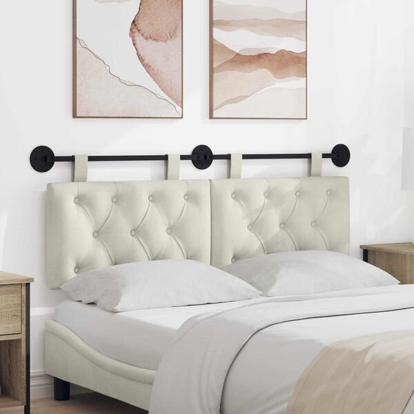 vidaXL Testata appesa Montaggio a parete Crema 150 x 55 x 7 cm Velluto