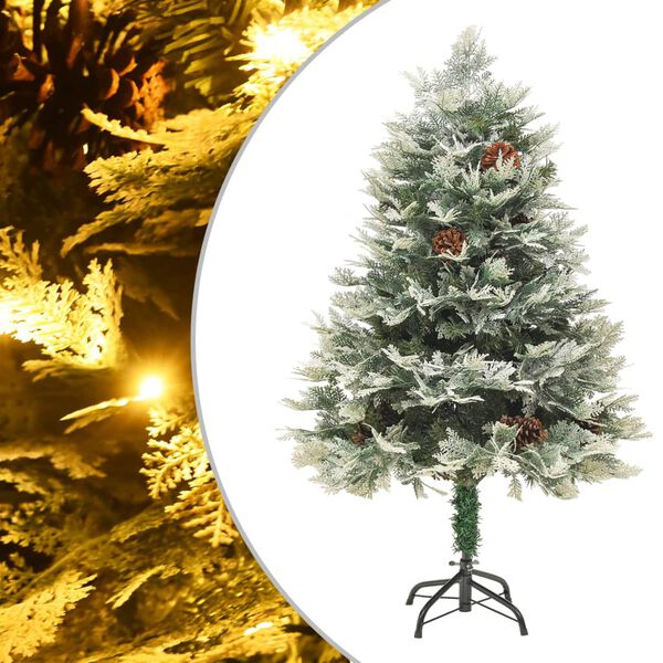 vidaXL Albero di Natale Preilluminato con Pigne Verde 120 cm PVC e PE