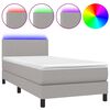 vidaXL Letto a Molle Materasso e LED Grigio Chiaro 90x200 cm Tessuto