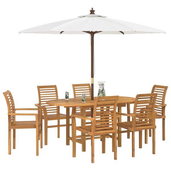 vidaXL Set da Pranzo per Giardino 7 pcs Marrone Legno di teak solido