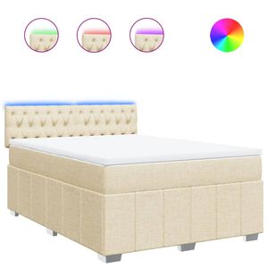 vidaXL Giroletto a Molle con Materasso Crema 140x200 cm in Tessuto
