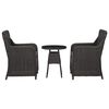 vidaXL Set Bistrot da Giardino 3 pz con Cuscini in Polyrattan Nero