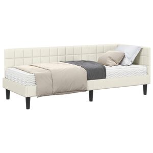 vidaXL Struttura Letto Angolare con Materasso 2 pcs Crema Velluto