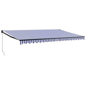 vidaXL Tenda da Sole Retrattile Blu e Bianca 5x3 m Tessuto e Alluminio