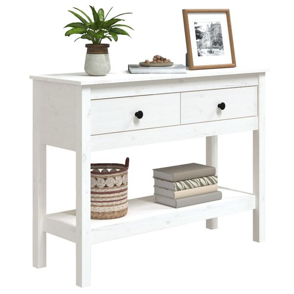 vidaXL Tavolo Consolle Bianco 100x35x75 cm in Legno Massello di Pino