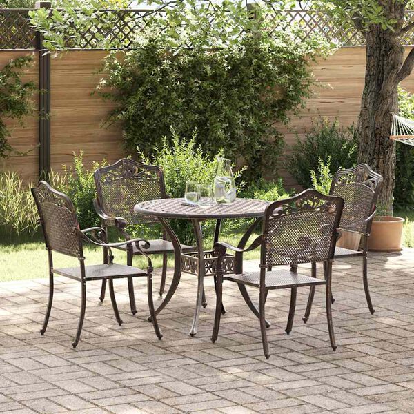 vidaXL Set da Pranzo per Giardino 5 pcs Bronzo Alluminio