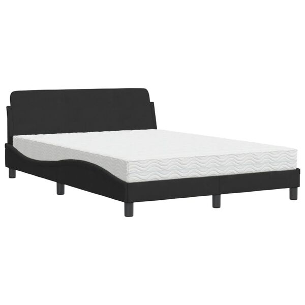 vidaXL Letto con Materasso Dover Nero 140x190 cm in Velluto