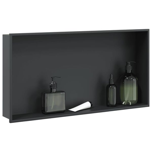 vidaXL Nicchia per Doccia Nero Opaco 62x32x9cm in Acciaio Inox
