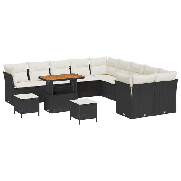 vidaXL Set Divano da Giardino 13 pcs Nero polyrattan