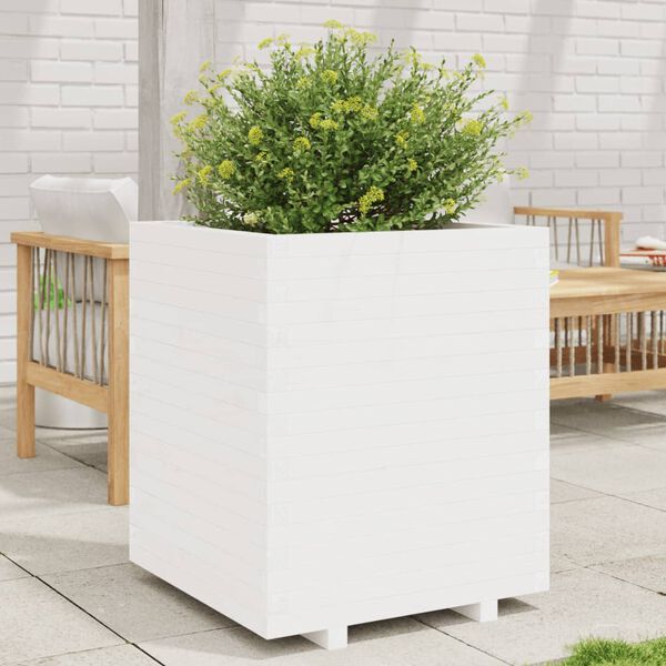 vidaXL Fioriera da Giardino Bianca 60x60x72,5cm Legno Massello di Pino