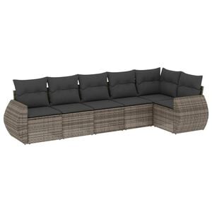 vidaXL Set Divano da Giardino 6 pz con Cuscini Grigio in Polyrattan