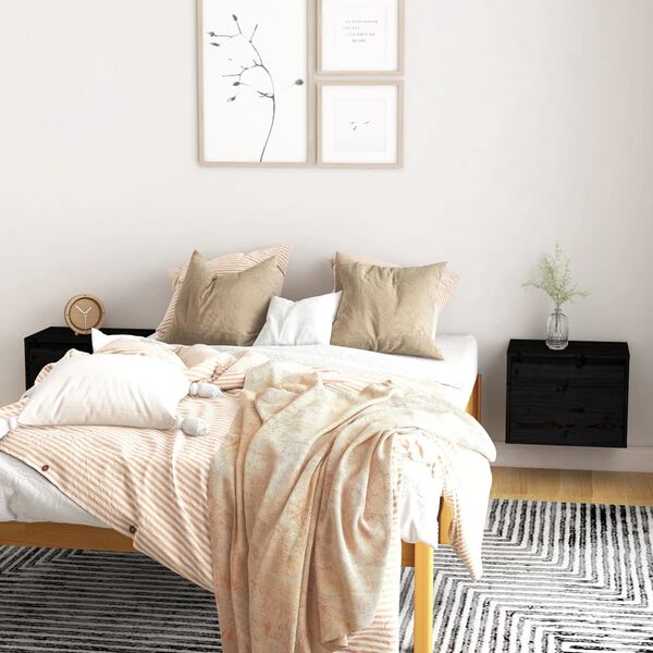 vidaXL Pensili Neri 2 pz 45x30x35 cm in Legno Massello di Pino