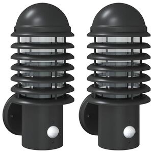 vidaXL Applique per Esterno con Sensore 2 pz Nere in Acciaio Inox