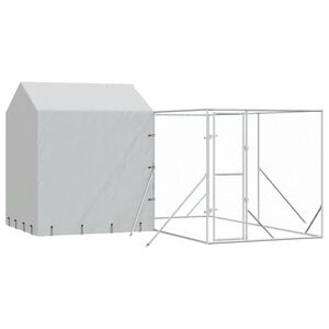 vidaXL Cuccia Cani da Esterno Tetto Argento 4x4x2,5 m Acciaio Zincato