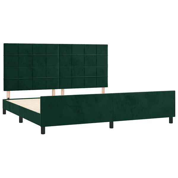 vidaXL Giroletto senza Materasso Verde Scuro 200x200 cm in Velluto