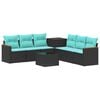 vidaXL Set di divani 8 pz Nero e Blu Rattan sintetico e Acciaio
