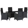 vidaXL Set da Pranzo per Giardino 5 pz Nero polyrattan