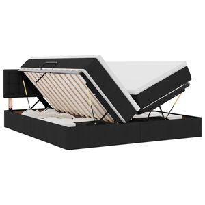 vidaXL Letto con luci a strisce a LED Nero 180 x 200 cm Tessuto