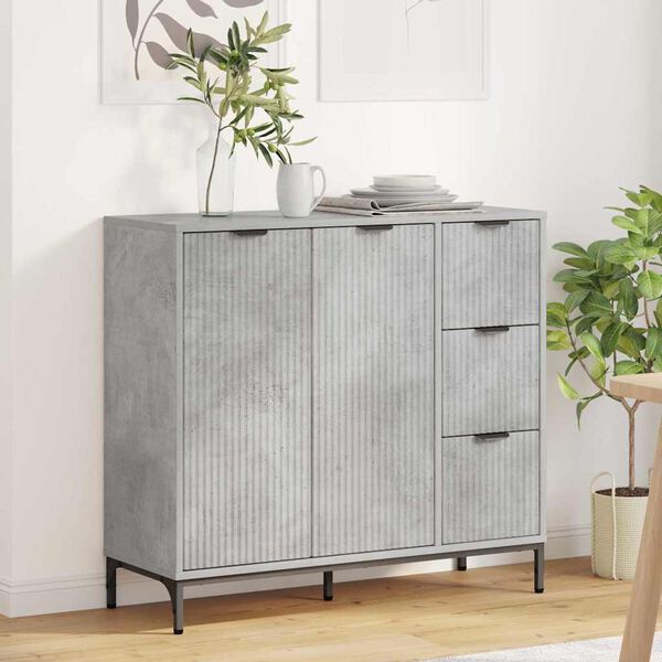 vidaXL Credenza Grigio cemento 89,5 x 33 x 82 cm Legno multistrato