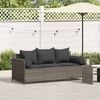 vidaXL Divano da Giardino con Cuscini 3 Posti Grigio in Polyrattan