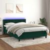 vidaXL Letto a Molle con Materasso e LED Verde Scuro 140x200cm Velluto