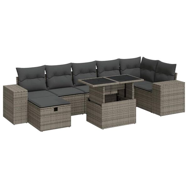 vidaXL Set Divano da Giardino 5 pz con Cuscini Grigio in Polyrattan