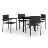 vidaXL Set da Pranzo da Giardino 5 pz Nero