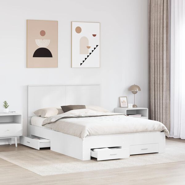 vidaXL Struttura del letto Bianco 140 x 200 cm Legno multistrato