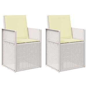 vidaXL Sedie da pranzo da giardino 2 pz Bianco e Crema PP