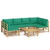 vidaXL Set Salotto da Giardino 7pz con Cuscini Verdi Bamb&ugrave;