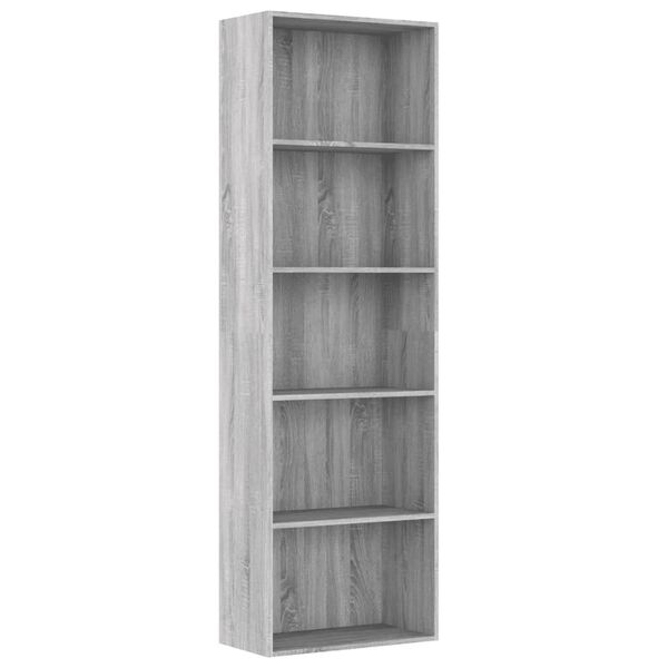 vidaXL Libreria 5 Ripiani Grigio Sonoma 60x30x189 cm Legno Multistrato