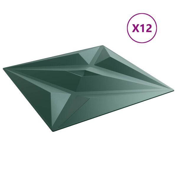 vidaXL Pannelli da parete 12 pcs Verde Stella 50 x 50 cm Schiuma XPS