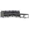 vidaXL Set Divani da Giardino 6 pz con Cuscini in Polyrattan Grigio