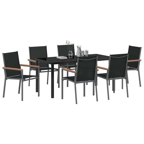 vidaXL Set da Pranzo per Giardino 7 pcs Nero