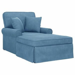 vidaXL Chaise Longe con Gonna con cuscino 3 pcs Blu Tessuto in Cords