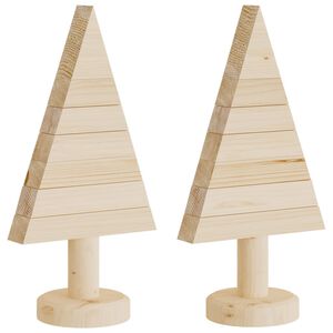 vidaXL Alberi di Natale Decorativi in Legno 2pz 30cm Massello di Pino