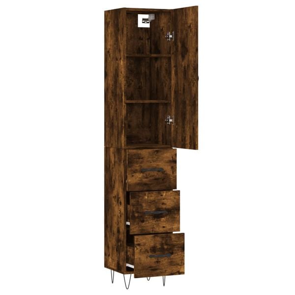 vidaXL Credenza Rovere Fumo 34,5x34x180 cm in Legno Multistrato