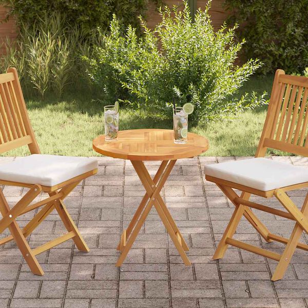 vidaXL Piano Tavolo in Legno Massello di Teak Rotondo 2,5 cm 60 cm