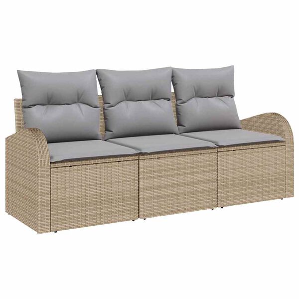 vidaXL Set Divano da Giardino Beige polyrattan