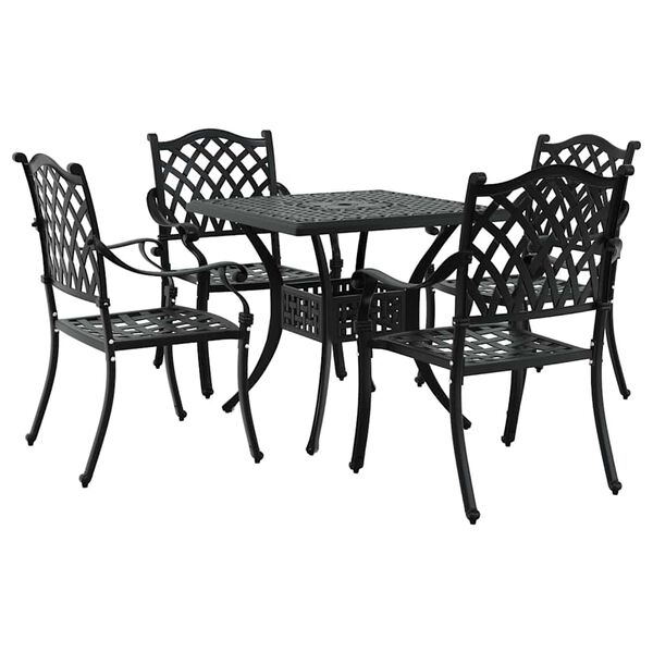 vidaXL Set di Tavolo da Giardino 5 pcs Nero Alluminio pressofuso