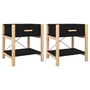 vidaXL Tavolini da Letto 2pz Nero 42x38x45 cm in Legno Multistrato