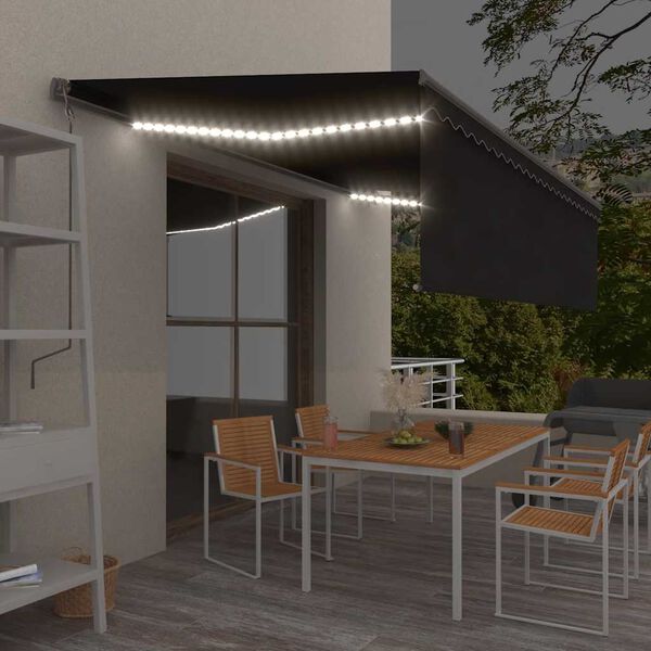 vidaXL Tenda Automatica con Parasole Sensore Vento e LED 5x3 Antracite